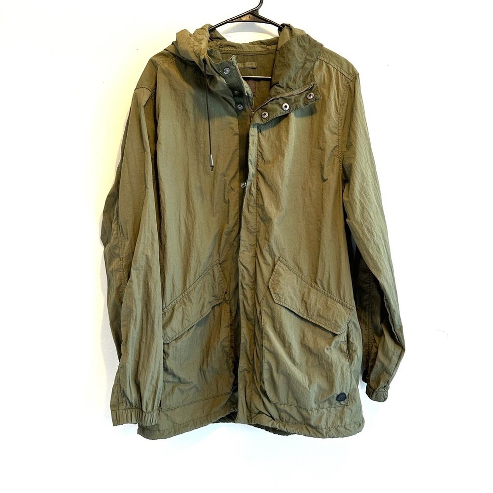 Olive Green Hooded Windbreaker Jacket